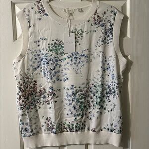Ted Baker White Floral Sleeveless Blouse NWT